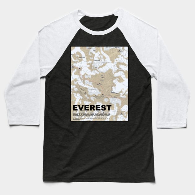 Mountain Majesty: Everest Topography Baseball T-Shirt by senaru